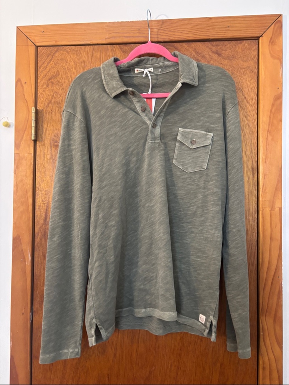 NWT Marine Layer Vintage Heavy Slub Polo 100% Cotton in Vetiver Green Size Small